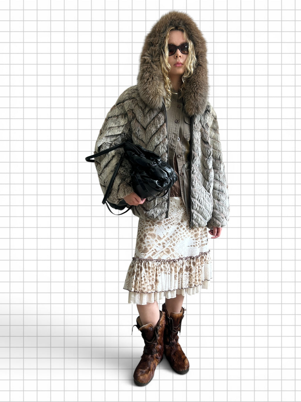 Vintage Y2K winter oversized faux fur  jacket