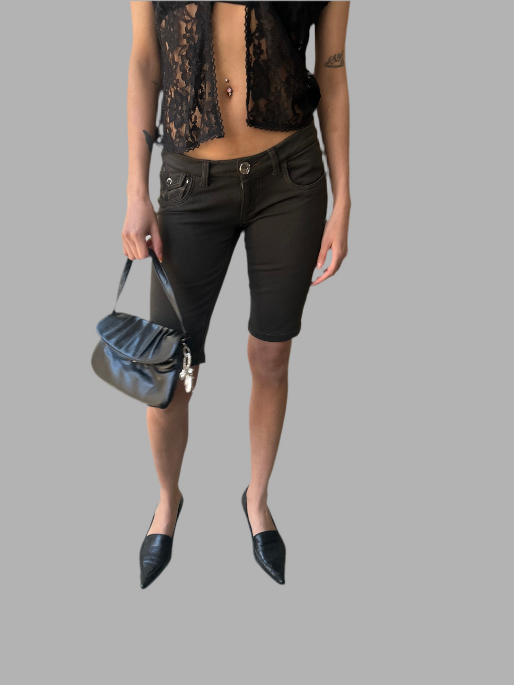 Y2k 2000s miss sixty vintage Dark olive green shorts