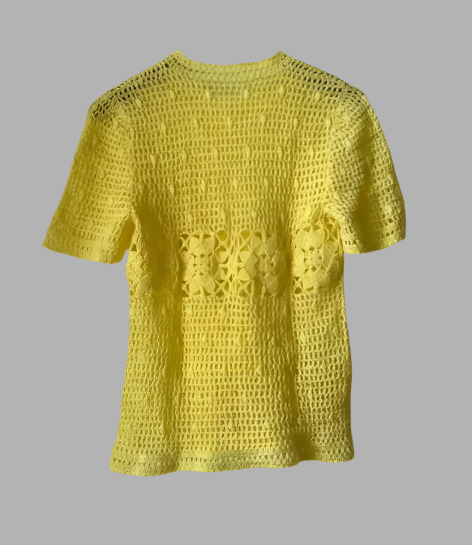 Vintage Yellow knit flower top