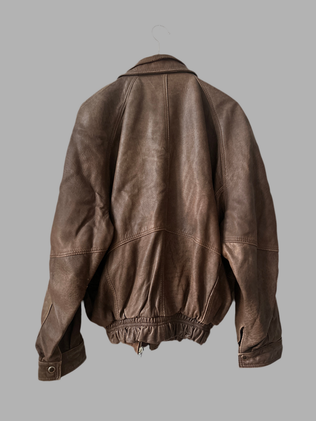 Vintage oversized brown real leather jacket