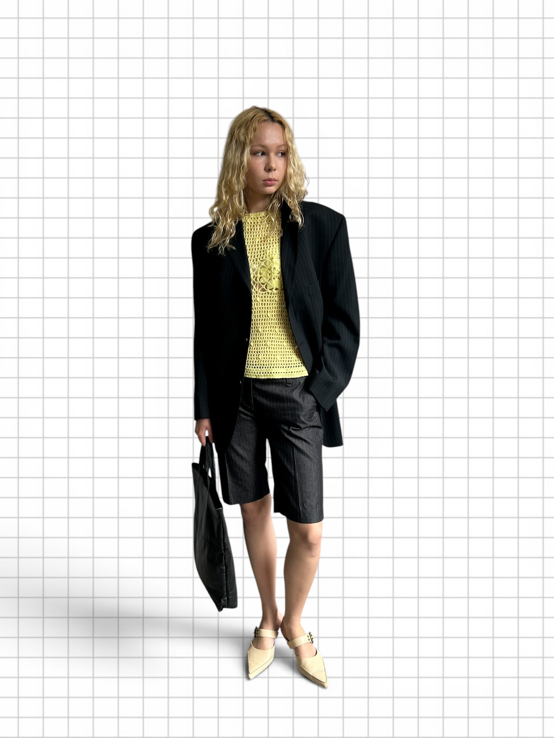 Oversized black stripe blazer