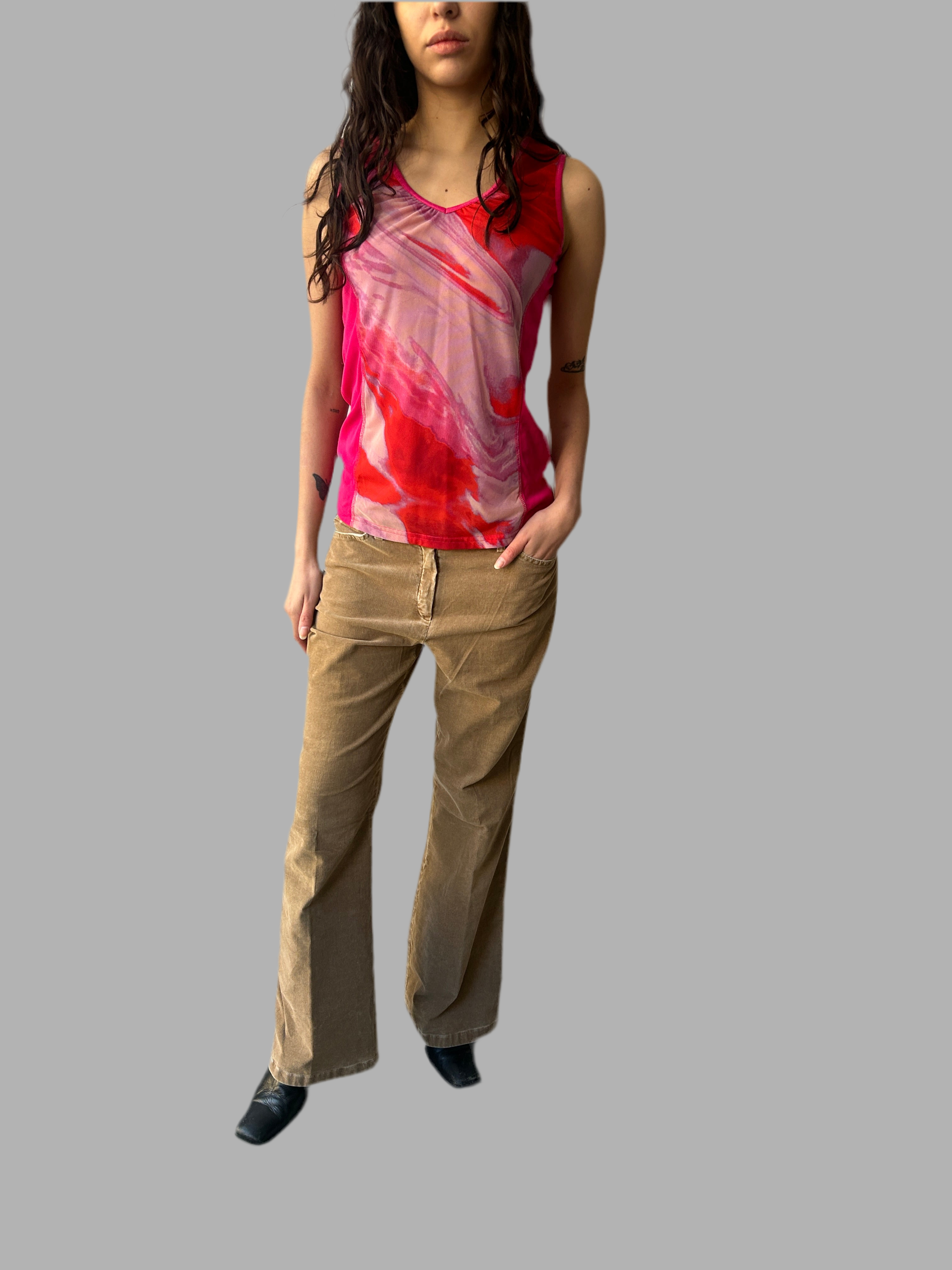 Vintage y2k 2000s mid low waist khaki corduroy pants