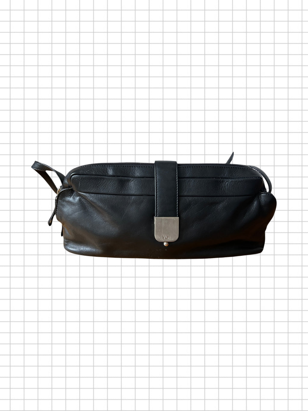 Minimalistic black real leather shoulder bag