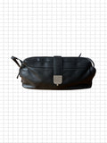Minimalistic black real leather shoulder bag