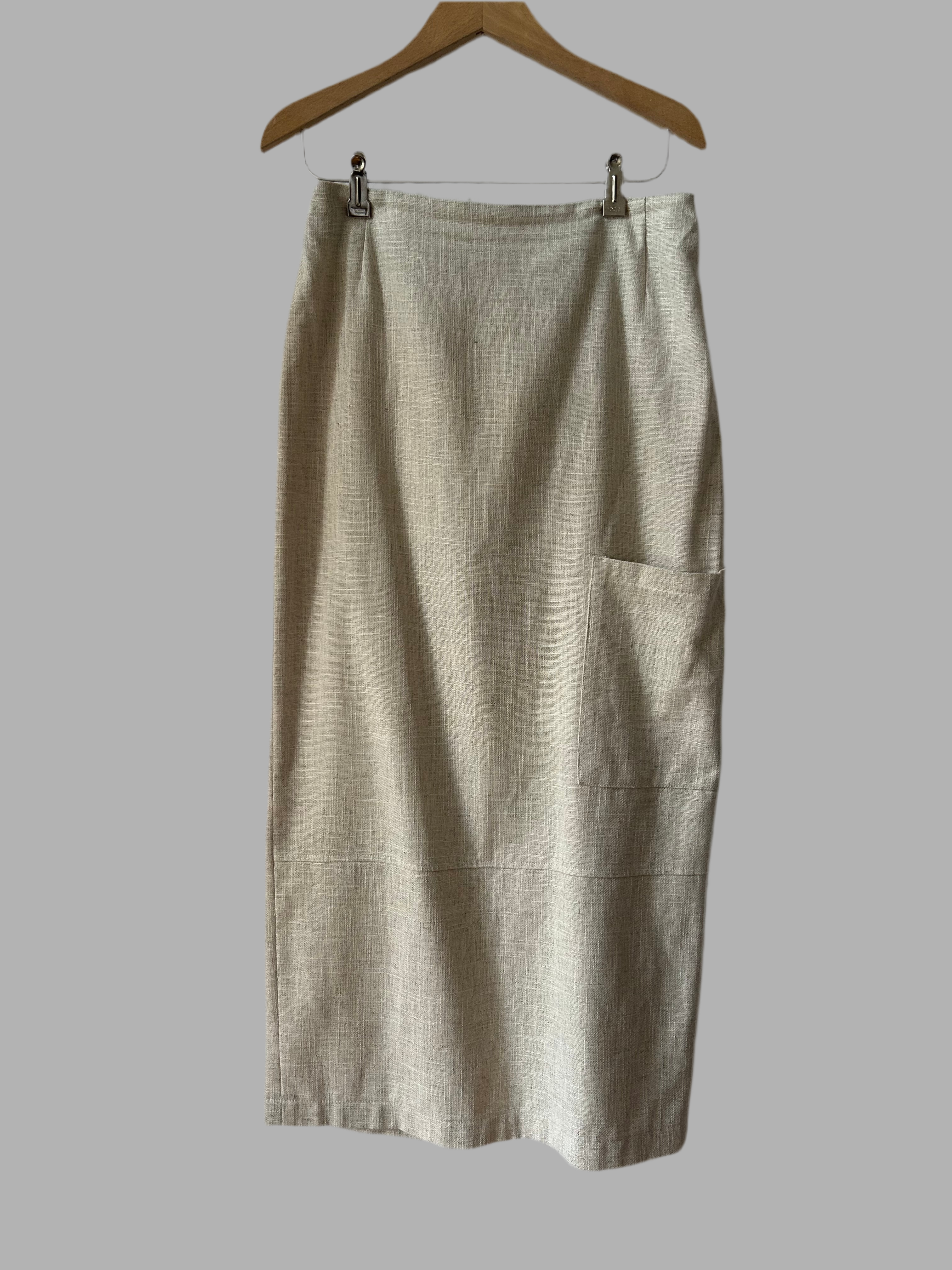 Vintage cream white Leinen long skirt