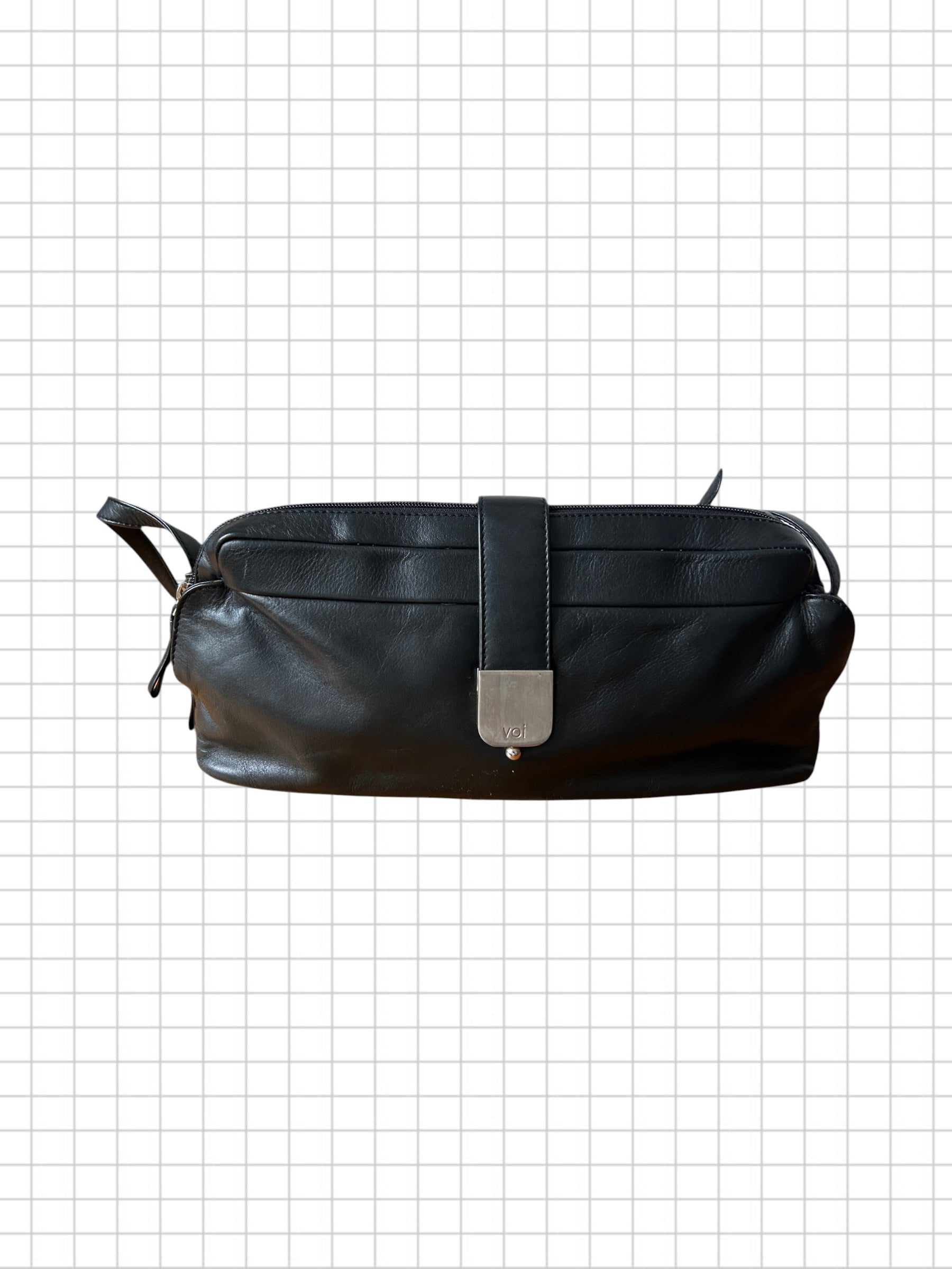 Minimalistic black real leather shoulder bag