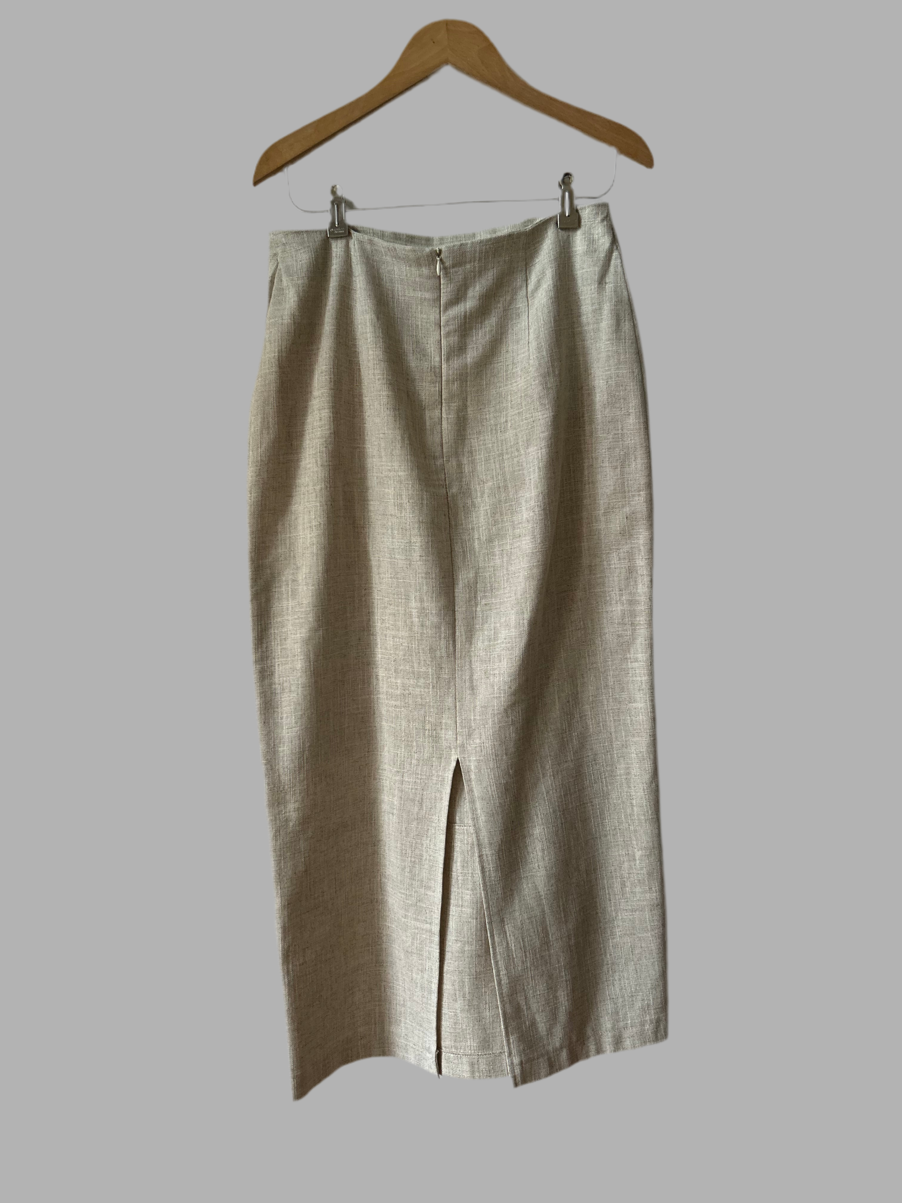 Vintage cream white Leinen long skirt