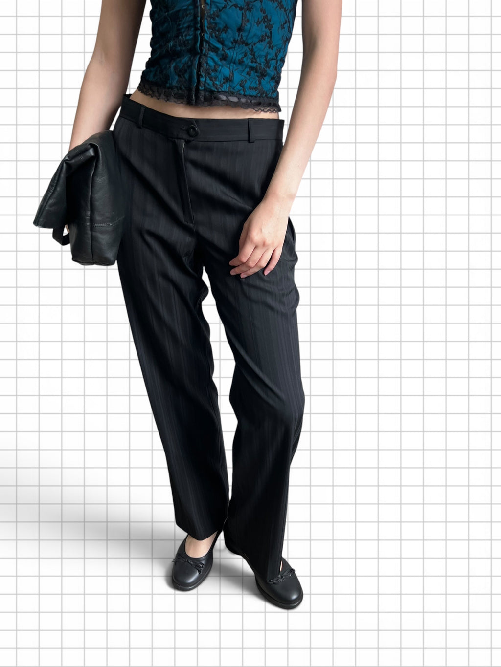 Wieder Wieder y2k 2000s Minimalistic black stripe trousers