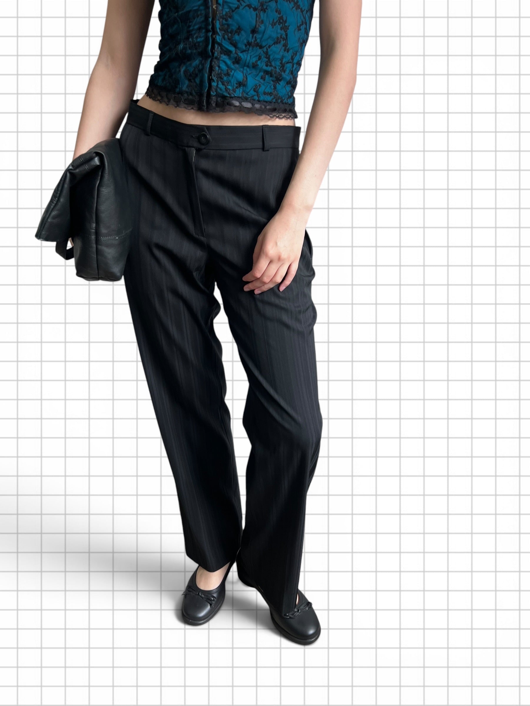 Wieder Wieder y2k 2000s Minimalistic black stripe trousers