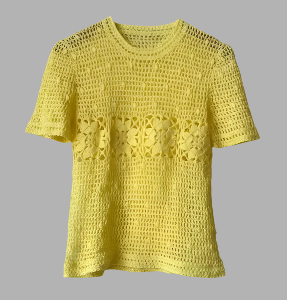 Vintage Yellow knit flower top