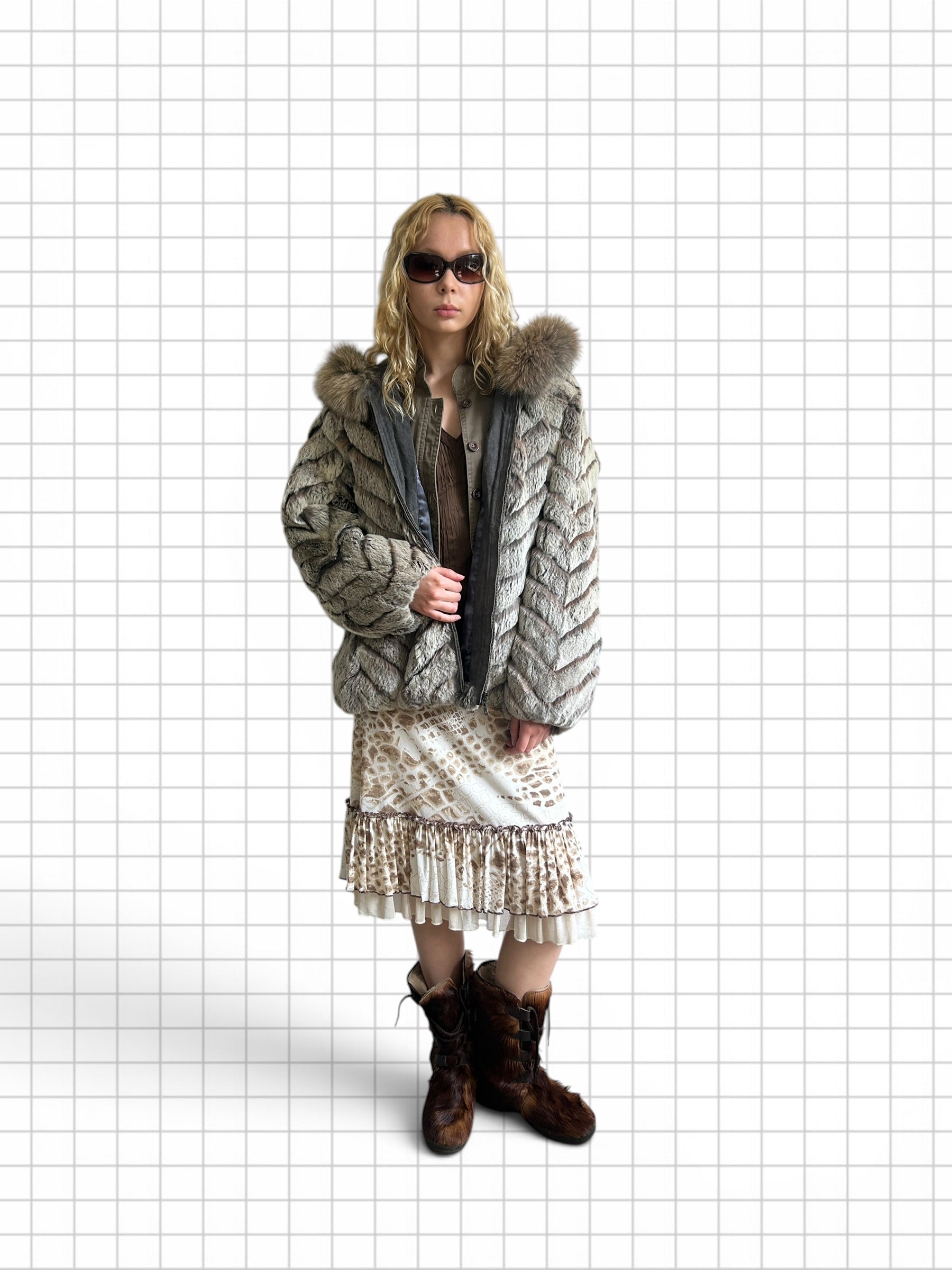 Vintage Y2K winter oversized faux fur  jacket