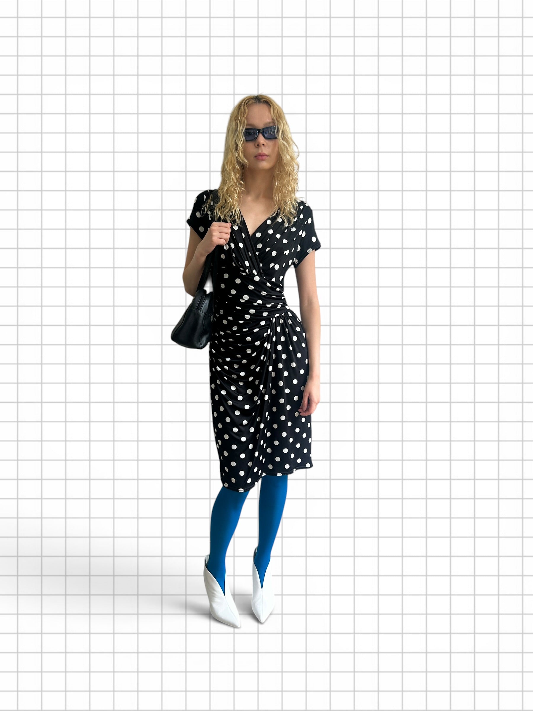 Y2K 2000s black & white polka dots dress